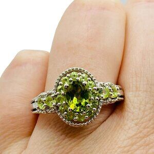 NWT Chuck Clemency Sterling Silver Peridot Cluster Ring Size 9 Designer Stunning